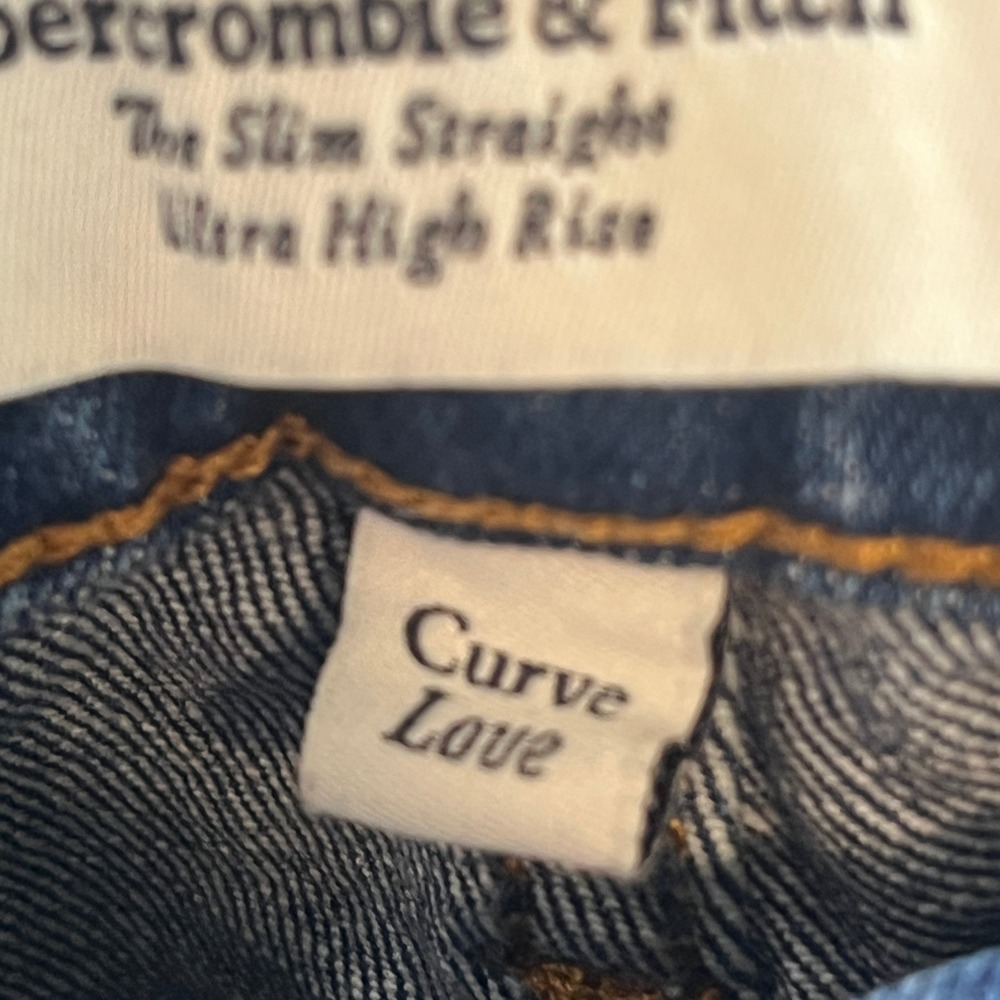 Abercrombie Blue Curve Love Slim Straight Ultra High Rise Jeans 27/4 - Picture 4 of 7